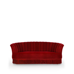 klassisches Sofa / Samt / 2 Plätze / blau
