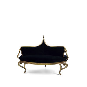 Stil-Sofa / Samt / blattvergoldetes Holz / schwarz