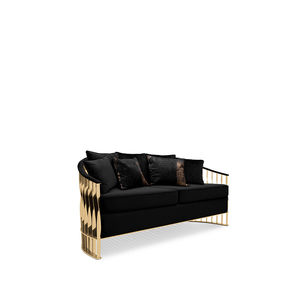 modernes Sofa / Samt / Messing / 2 Plätze