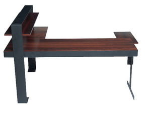 Holz-Schreibtisch / Metall / Art Deco / Objektmöbel