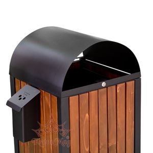 Park-Abfallbehälter / Metall / Holz / modern