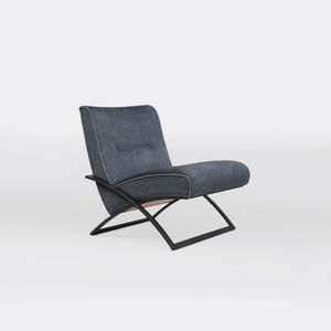 moderner Kaminsessel / Stoff / Leder / Edelstahl