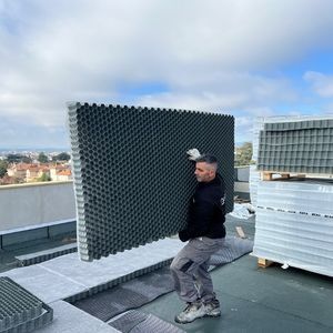 Boxsystem zur Regenwasserversickerung für Dach
