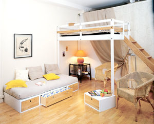 Hochbett / Einpersonen / modern / Holz