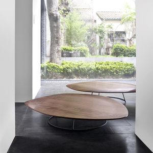 moderner Couchtisch / amerikanischer Nussbaum / lackierter Stahl / Innenraum