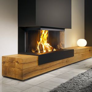 Holzkamin / modern / geschlossene Feuerstelle / 3 Sichtseiten