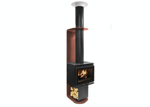 Holz-Kaminofen / Zentral / Metall / modern
