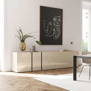 modernes Sideboard / lackiertes Holz / Aluminium / weiß