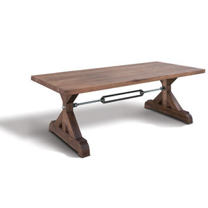 klassischer Tisch / aus Eiche / geöltes Holz / mit Fußgestell aus Holz