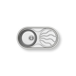 Spüle / 1 Becken / Edelstahl / einbaufähig / rund