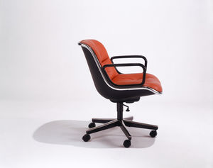 moderner Chefsessel / Leder / Stoff / mit Rollen