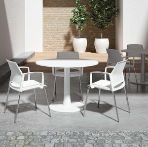 moderner Bistrotisch / Melamin / rund / weiß