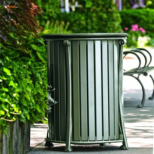 Park-Abfallbehälter / Holz / Aluminium / mit integriertem Aschenbecher