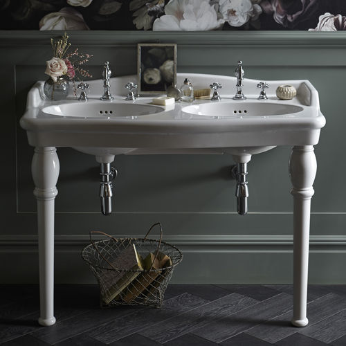 Waschbecken auf Füßen - PVEW483 & PVEW09L - HERITAGE BATHROOMS - Keramik / doppelt / rechteckig