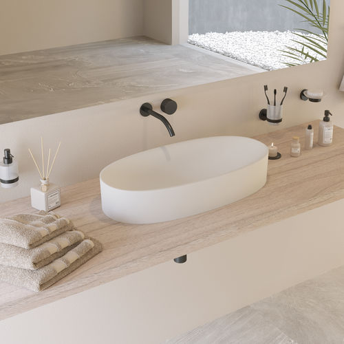 Aufsatzwaschbecken - 290231 SOLIDCLIFF-70 - IDEAVIT B.V - Mineralwerkstoff / oval / modern