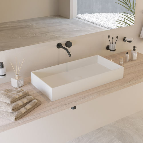 Aufsatzwaschbecken - 290026 SOLIDJOY-75 - IDEAVIT B.V - Mineralwerkstoff / rechteckig / modern
