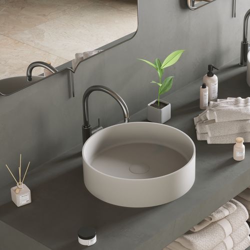 Aufsatzwaschbecken - 281617 SOLIDTHIN-40 - IDEAVIT B.V - Mineralwerkstoff / rund / modern