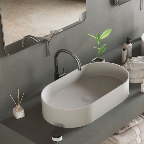 Aufsatzwaschbecken - 281616 SOLIDTHIN-60 - IDEAVIT B.V - Mineralwerkstoff / oval / modern