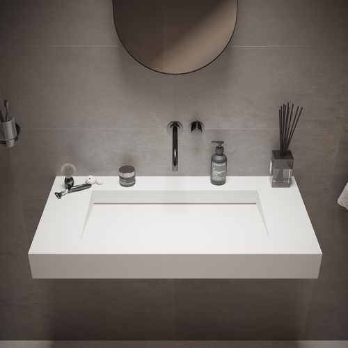 Wand-Waschbecken - 280176 SOLIDSQUARE-90 - IDEAVIT B.V - Mineralwerkstoff / rechteckig / modern