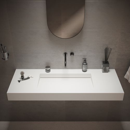 Wand-Waschbecken - 280177 SOLIDSQUARE-120 - IDEAVIT B.V - Mineralwerkstoff / rechteckig / modern