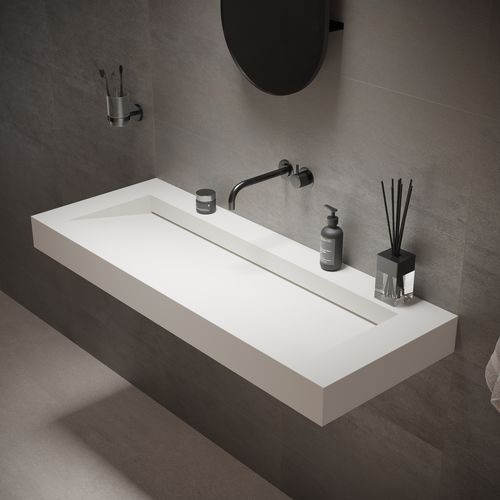 Wand-Waschbecken - 290122 SOLIDSQUARE B-10 - IDEAVIT B.V - Mineralwerkstoff / rechteckig / modern