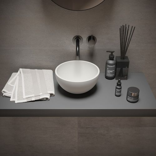 Aufsatzwaschbecken - 290208 SOLIDMICRO - IDEAVIT B.V - Mineralwerkstoff / rund / modern