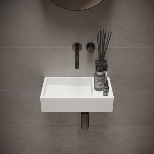 Wand-Waschbecken - 290083 SOLIDCUBE - IDEAVIT B.V - Mineralwerkstoff / rechteckig / ohne Öffnung