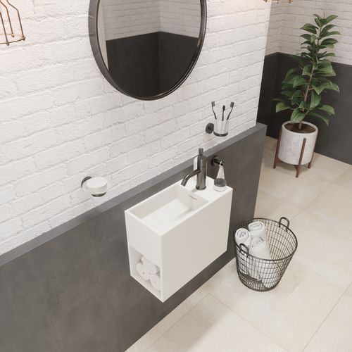 Wand-Waschbecken - 280173 SOLIDWASH-H - IDEAVIT B.V - Mineralwerkstoff / mit Ablage / rechteckig