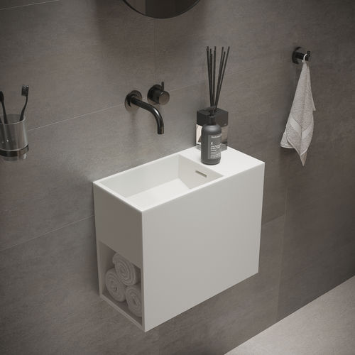 Wand-Waschbecken - 290102 SOLIDWASH - IDEAVIT B.V - Mineralwerkstoff / mit Ablage / rechteckig