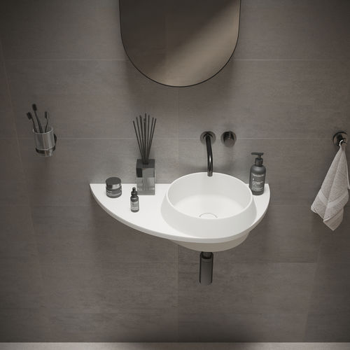Wand-Waschbecken - 290277 SOLIDDUAL 3.0 - IDEAVIT B.V - Mineralwerkstoff / mit integrierter Waschtischplatte / rund