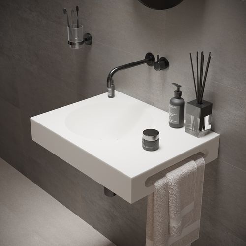 Wand-Waschbecken - 280285 SOLIDNEXT - IDEAVIT B.V - Mineralwerkstoff / mit integrierter Waschtischplatte / mit integriertem Handtuchhalter