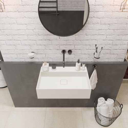 Wand-Waschbecken - 290281 SOLIDBLISS-60 - IDEAVIT B.V - Mineralwerkstoff / rechteckig / 1-Loch