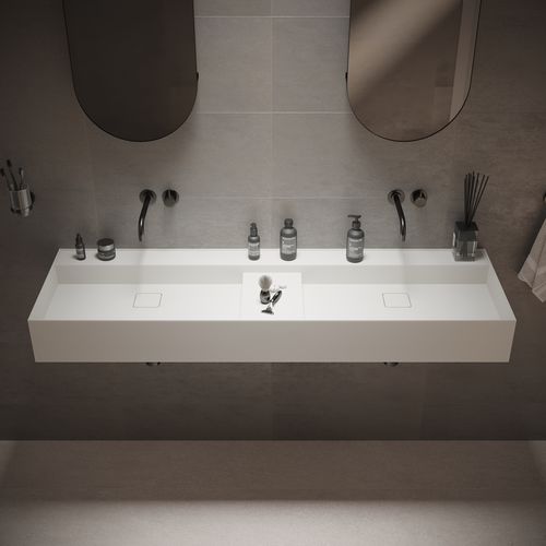 Doppeltes Waschbecken - 290284 SOLIDBLISS-150D - IDEAVIT B.V - Wand
