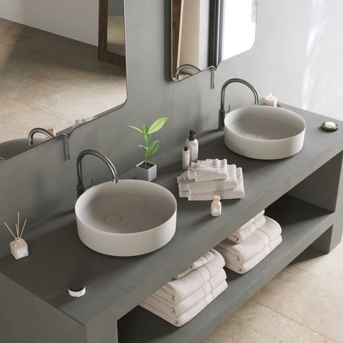 Aufsatzwaschbecken - 290278 SOLIDFLOAT-40 - IDEAVIT B.V - Mineralwerkstoff / rund / ohne Öffnung