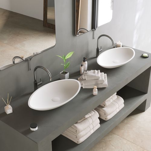 Aufsatzwaschbecken - 278599 SOLIDJAZZ-60 - IDEAVIT B.V - Mineralwerkstoff / oval / modern