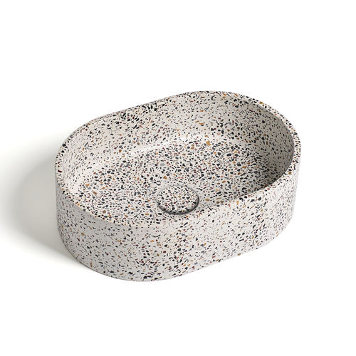 Bodenstehendes Waschbecken - 290291-Ε5 IDEA.ROCK-Ε5 - IDEAVIT B.V - Terrazzo / oval / ohne Öffnung