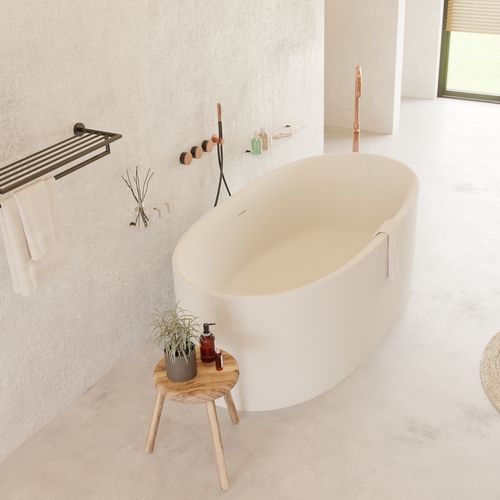 Ovale Badewanne - 290229 SOLIDCLIFF - IDEAVIT B.V - freistehend / zur beruflichen Nutzung / Mineralwerkstoff