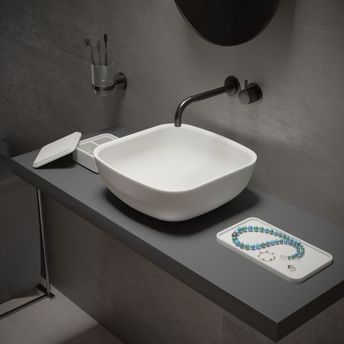 Aufsatzwaschbecken - 290353 Solidpool-35 - IDEAVIT B.V - Mineralwerkstoff / quadratisch / ohne Öffnung
