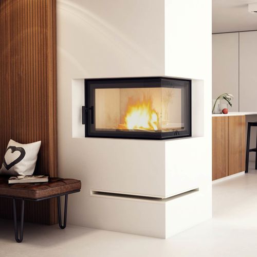 Eckkamineinsatz - MBO/P/BS - KRATKI - Holz / Stahl / modern