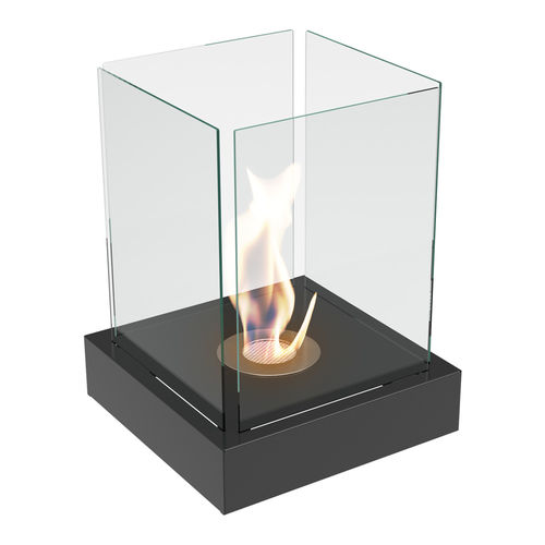 Bioethanol-Brennkammer / Glas - TANGO4/CZARNY/T&Uuml;V - KRATKI - Stahl / quadratisch / modern