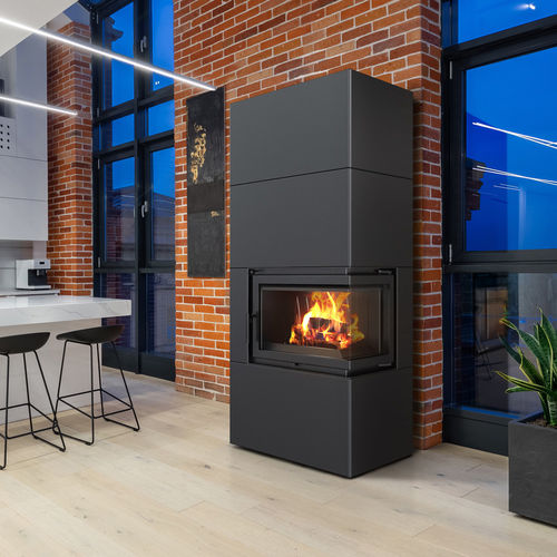 Eckkamineinsatz - SIMPLE/BOX/P/S/BLACK - KRATKI - Holz / Stahl / Gusseisen
