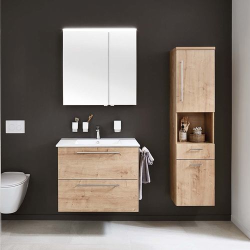 Doppelter Waschtisch-Unterschrank - FEO - Laguna Badwelten - wandhängend / Holz / modern