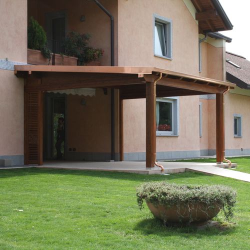 Angebaute Pergola - PORTICO - Proverbio Outdoor Design - Holz