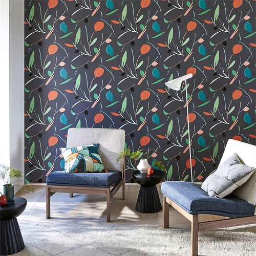 Moderne Tapete - OXALIS - Scion - Naturmotiv / Stoffoptik / blau
