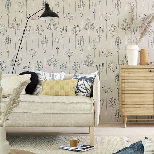 Moderne Tapete - STIPA - Scion - Naturmotiv / Stoffoptik / blau