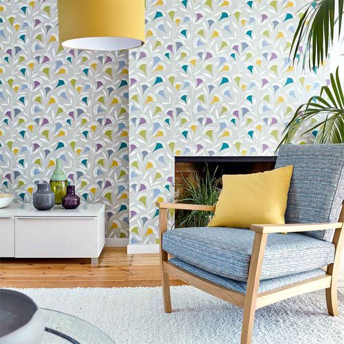 Moderne Tapete - NOUKKU - Scion - Blumenmotiv / geometrisches Muster / Stoffoptik