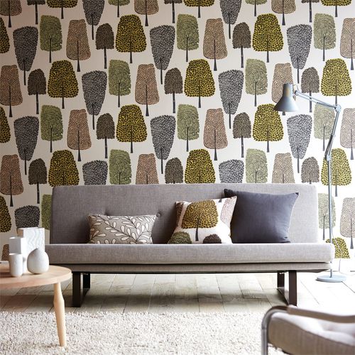 Moderne Tapete - CEDAR - Scion - Naturmotiv / gelb / rot