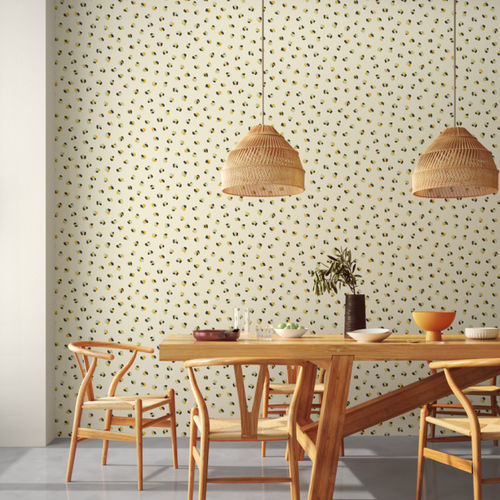 Klassische Tapete - Leopard Dots - Scion - Tierfellmuster / grün / beige
