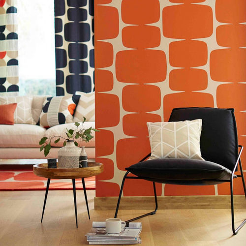 Moderne Tapete - Lohko - Scion - geometrisches Muster / weiß / orange