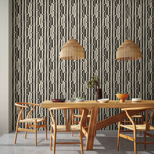 Klassische Tapete - Lohko Stripe - Scion - Streifenmuster / monochrom / grün